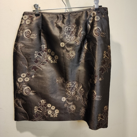 Jon Brown Floral 100% Silk   Embellished Pencil Mini Skirt for Cocktail Size 8 - Picture 1 of 12